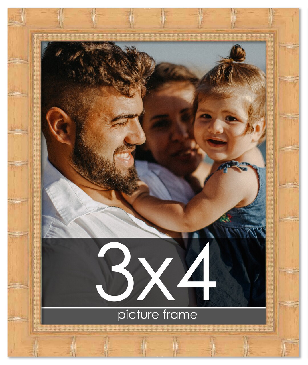 3x4 Modern Bamboo Picture Frame with UV-Resistant Acrylic & Acid Free Backing, Available in 5 Finishes - Gold, Silver, Brown, Black, and Natural